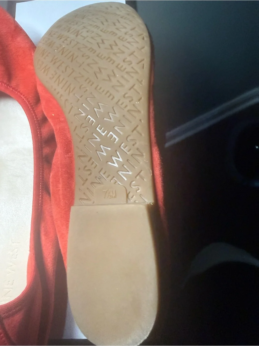 Nine West Red Slip-On Ballet Flats with Patent Heel